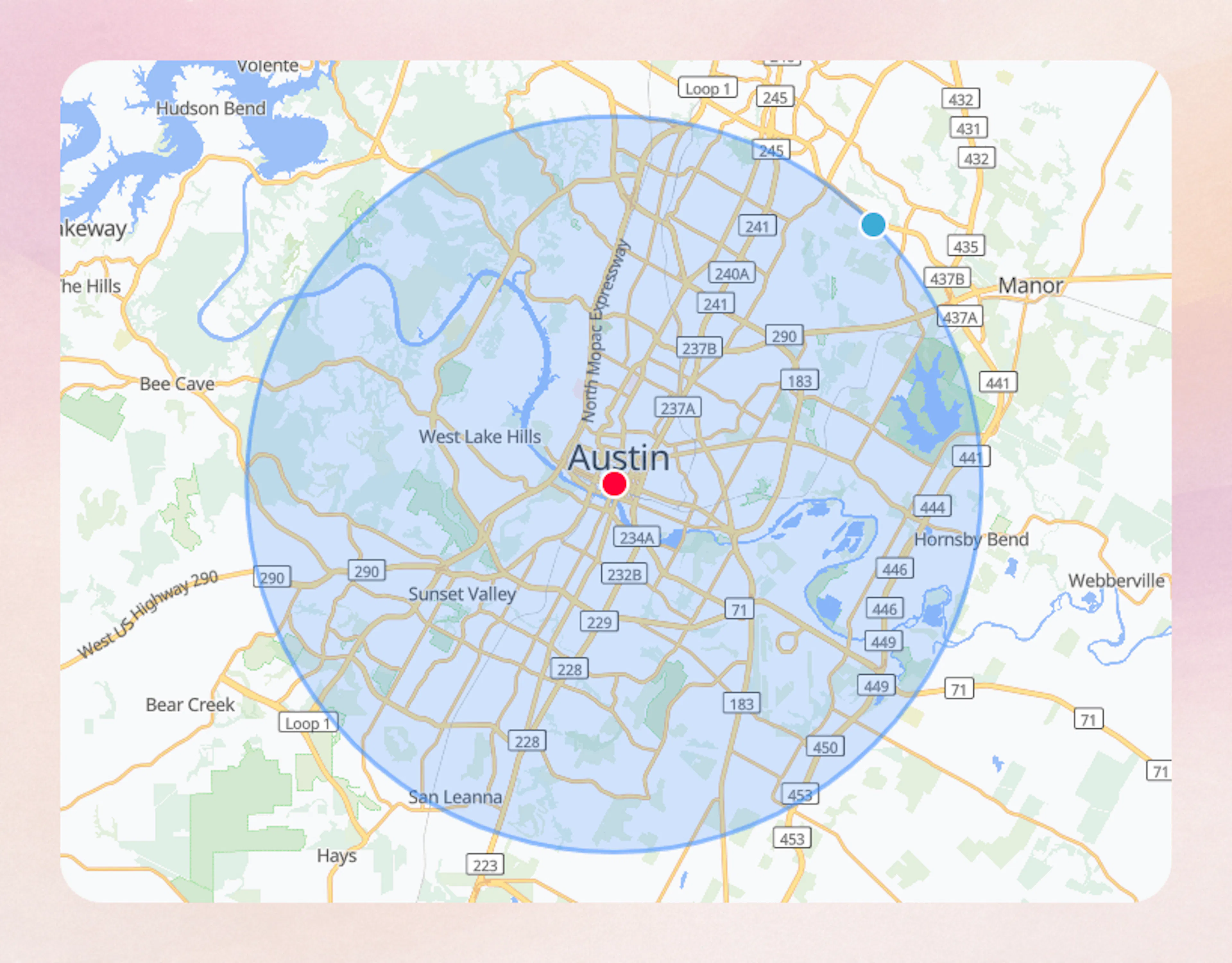 Screenshot showing target specific neighborhoods