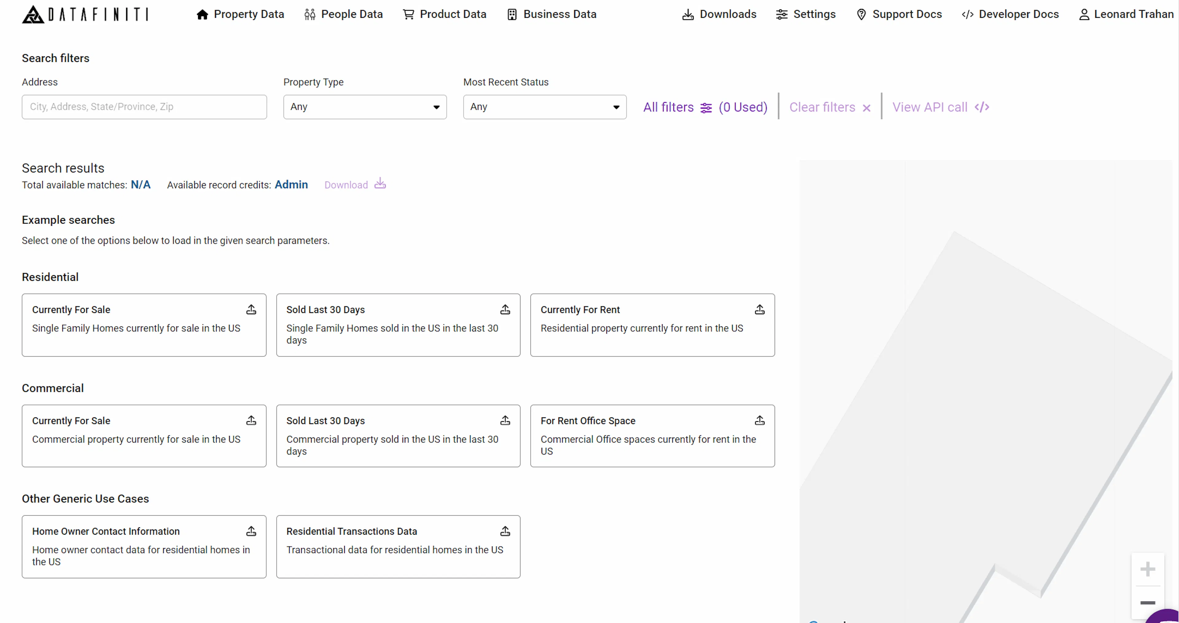 Screenshot showing searching by address in the portal