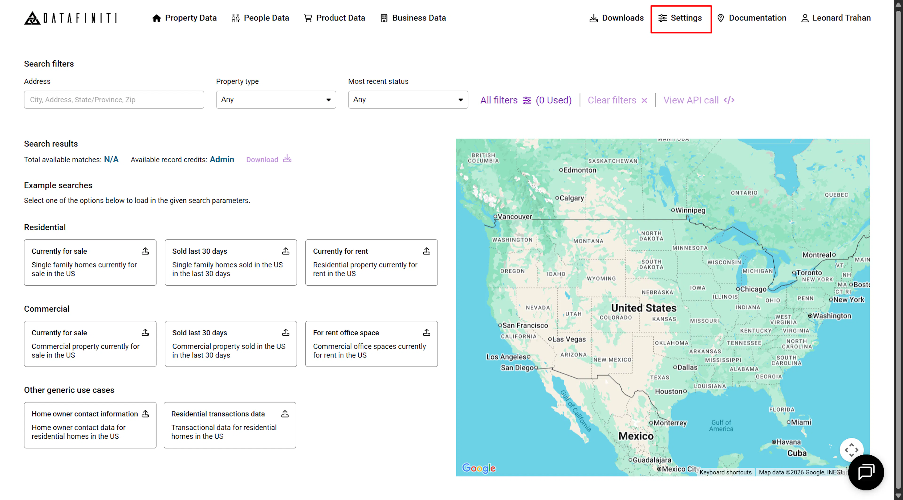 Screenshot showing accessing the Settings page