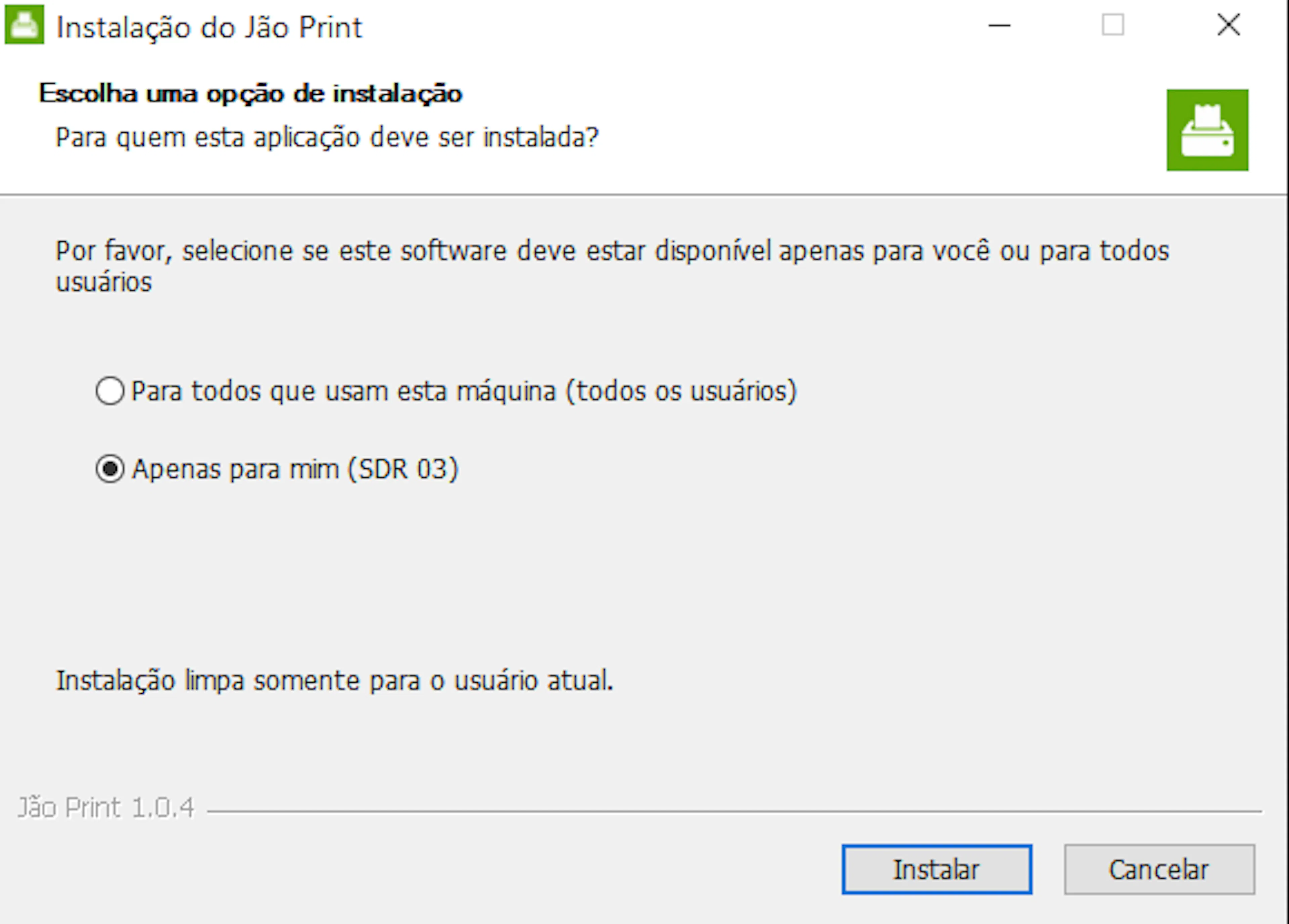 Instalador do Jão Print
