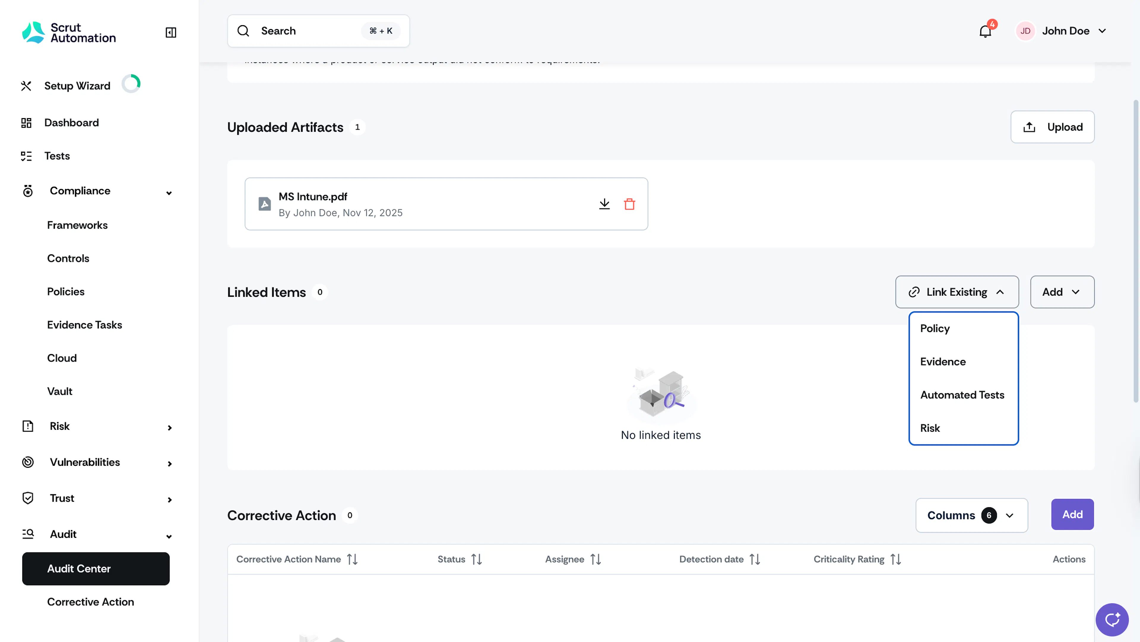 Link Existing Items in Audit Requests
