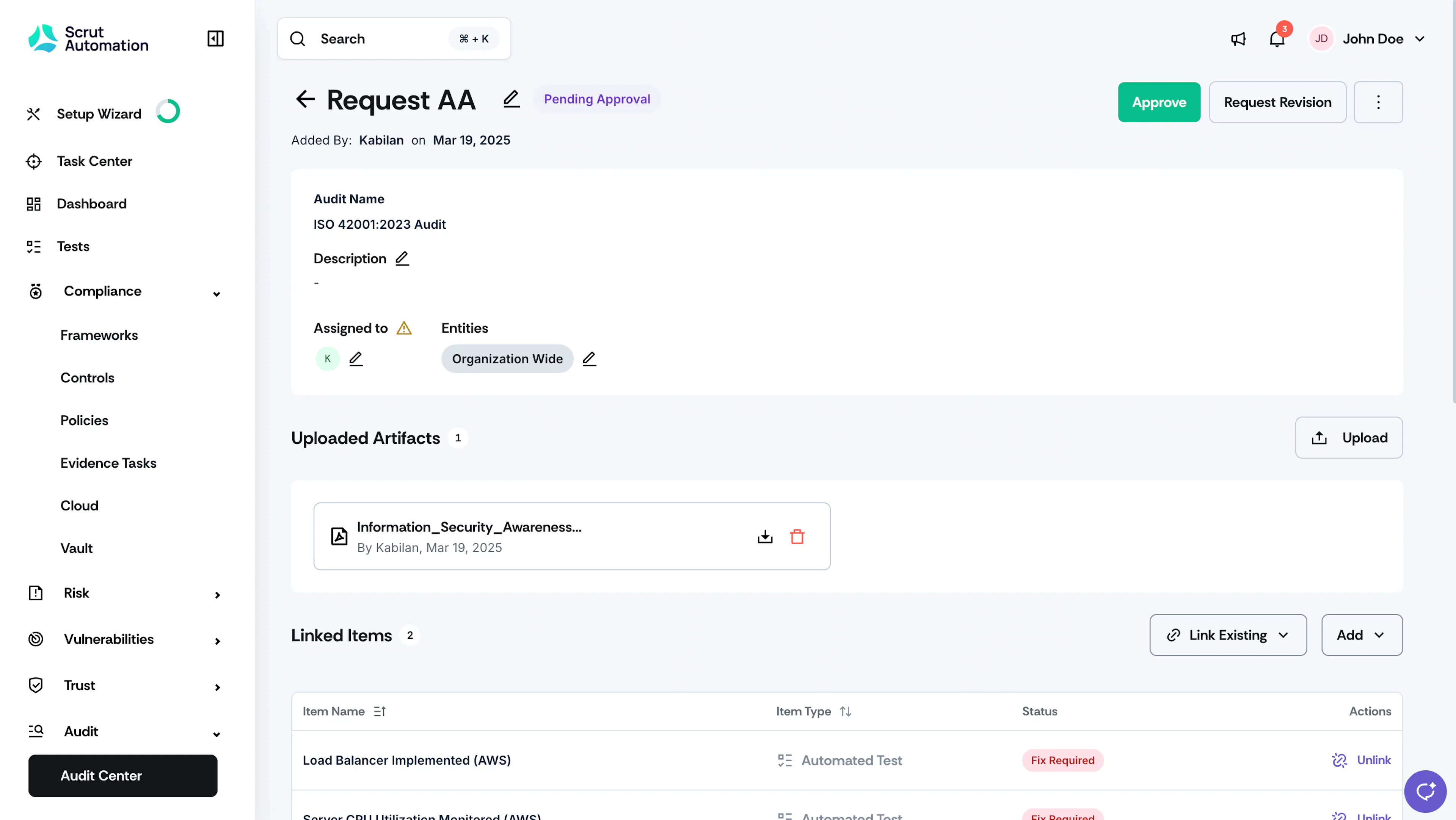Request Status Needs Review