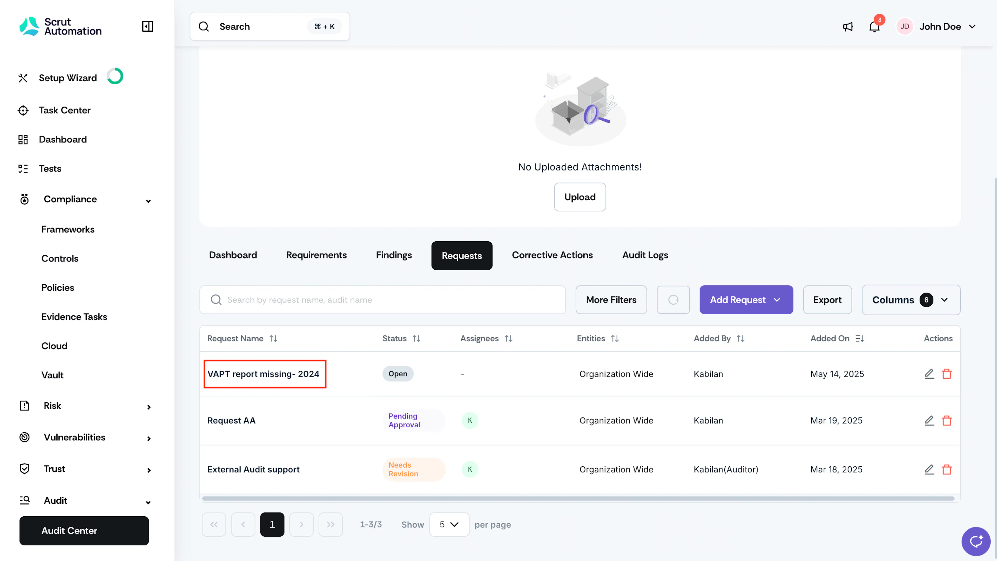 Selecting an Audit Request