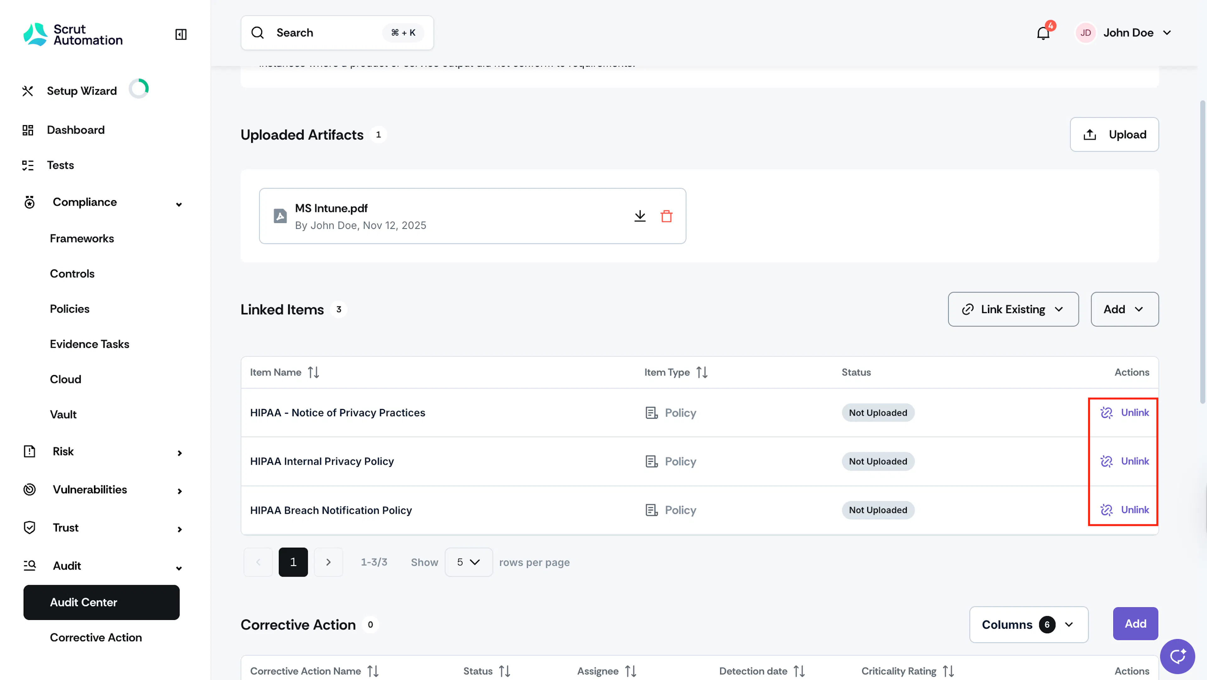 Unlink Existing Items in Requests
