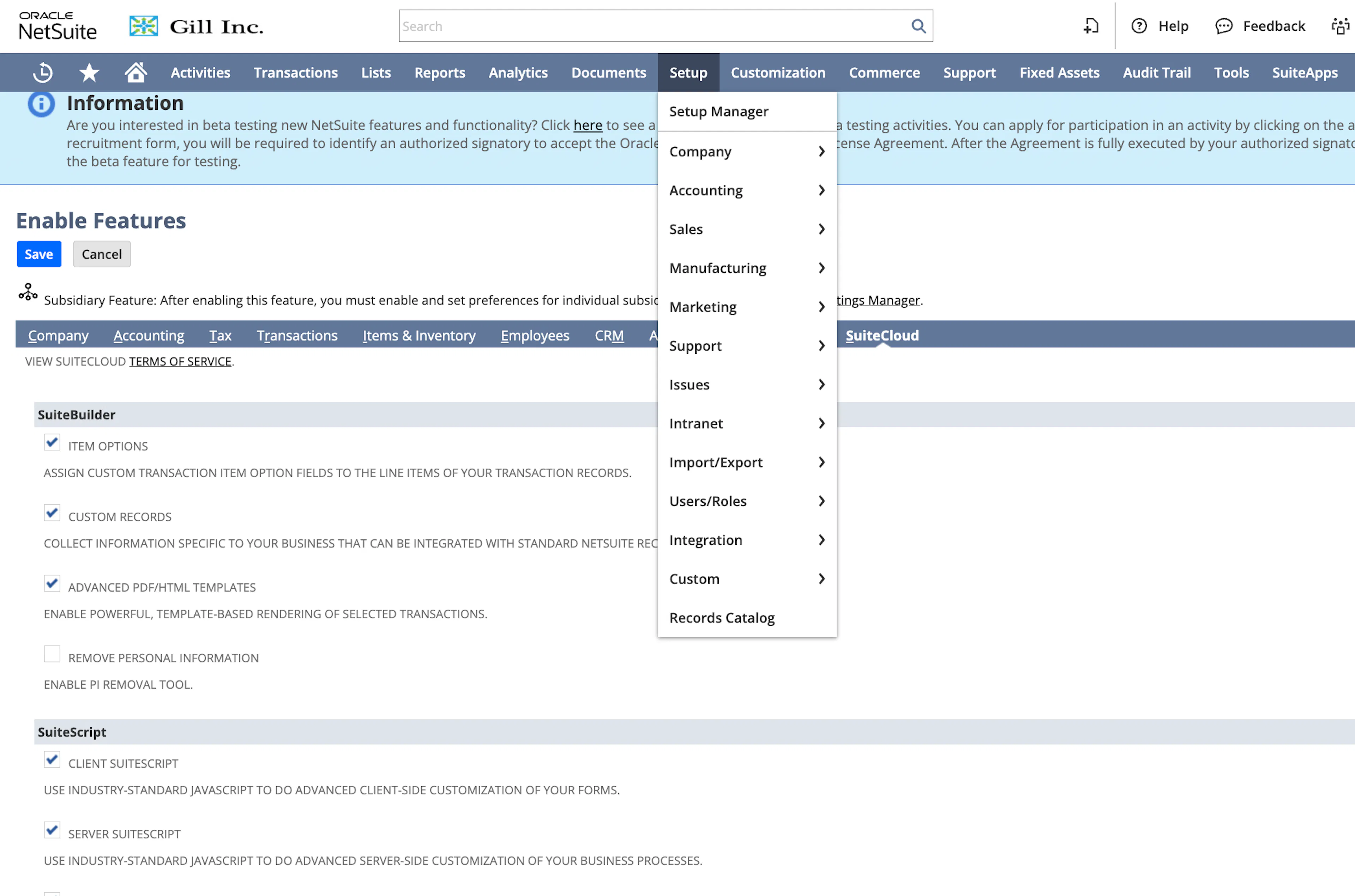 Enabling OAuth in Netsuite