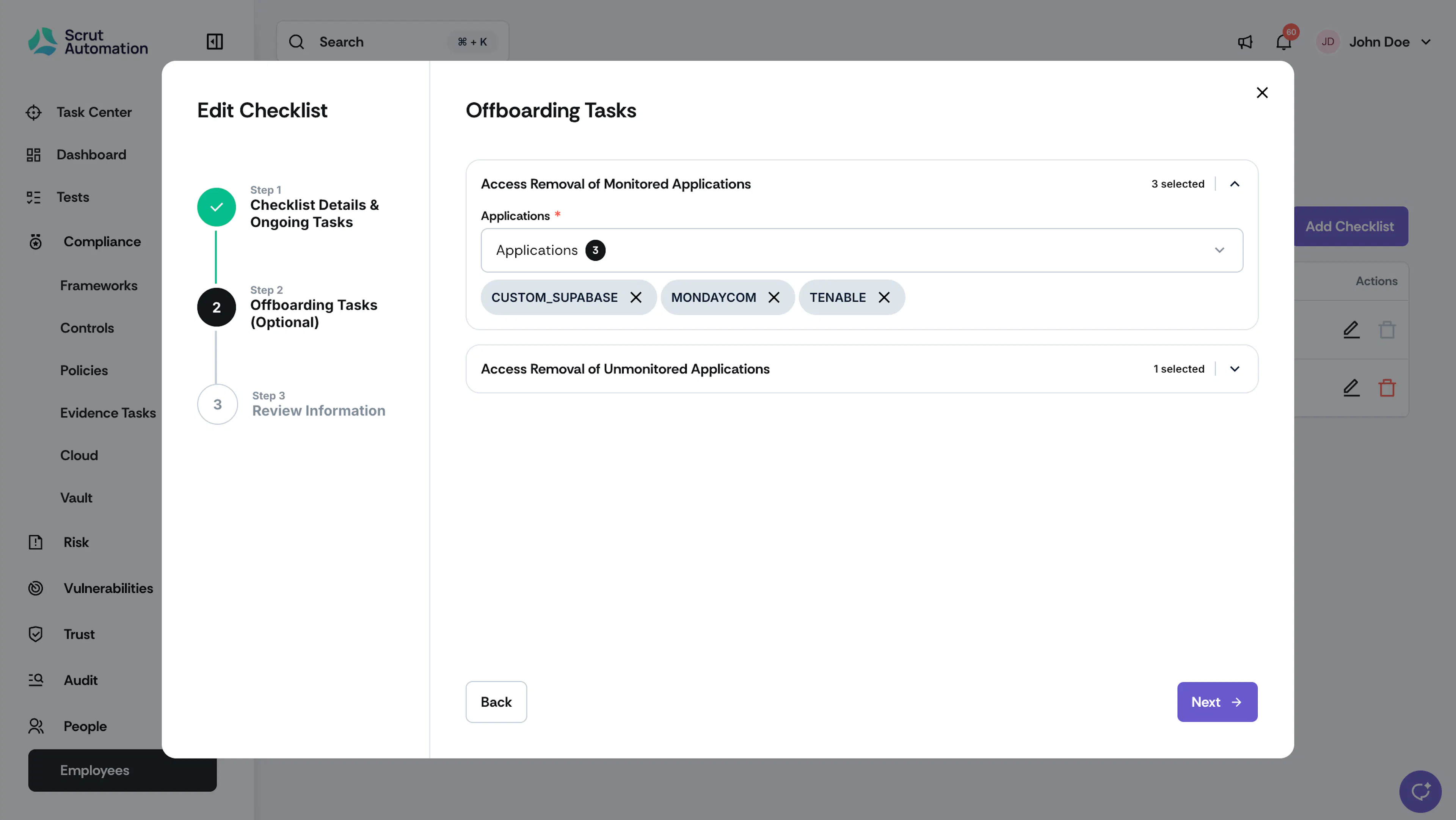 checklist access removal