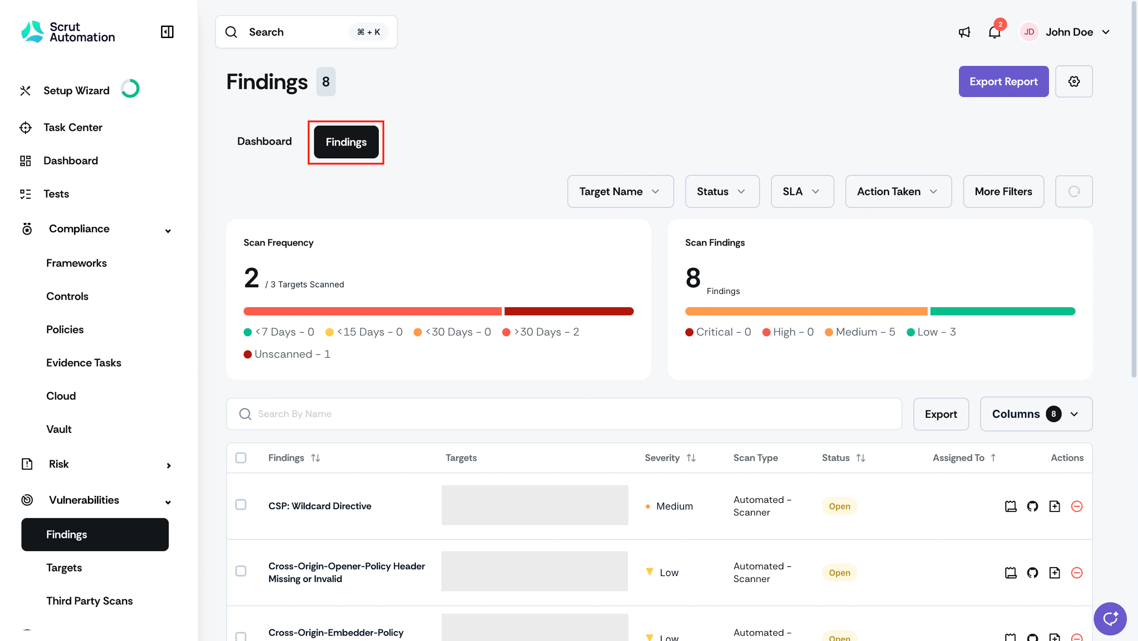 Vulnerability All Findings Page