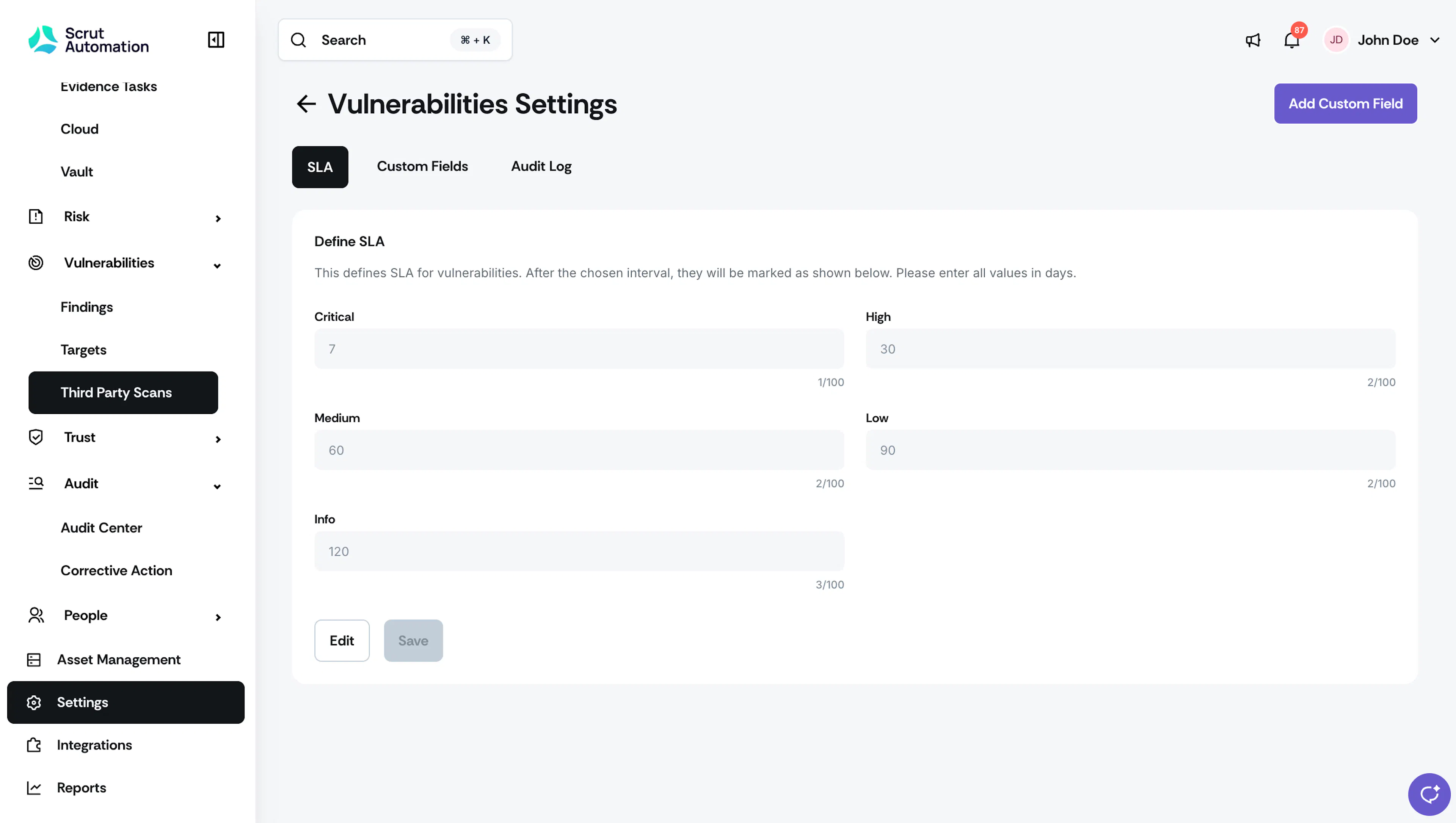 Vulnerability SLA