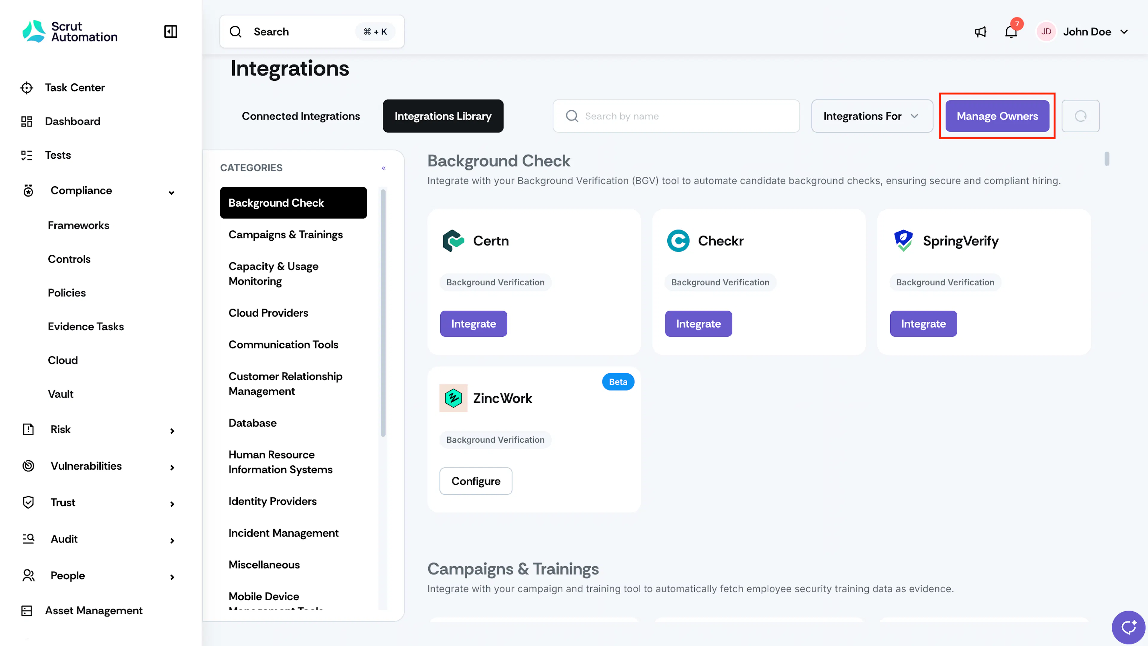 Integration Manage Owners
