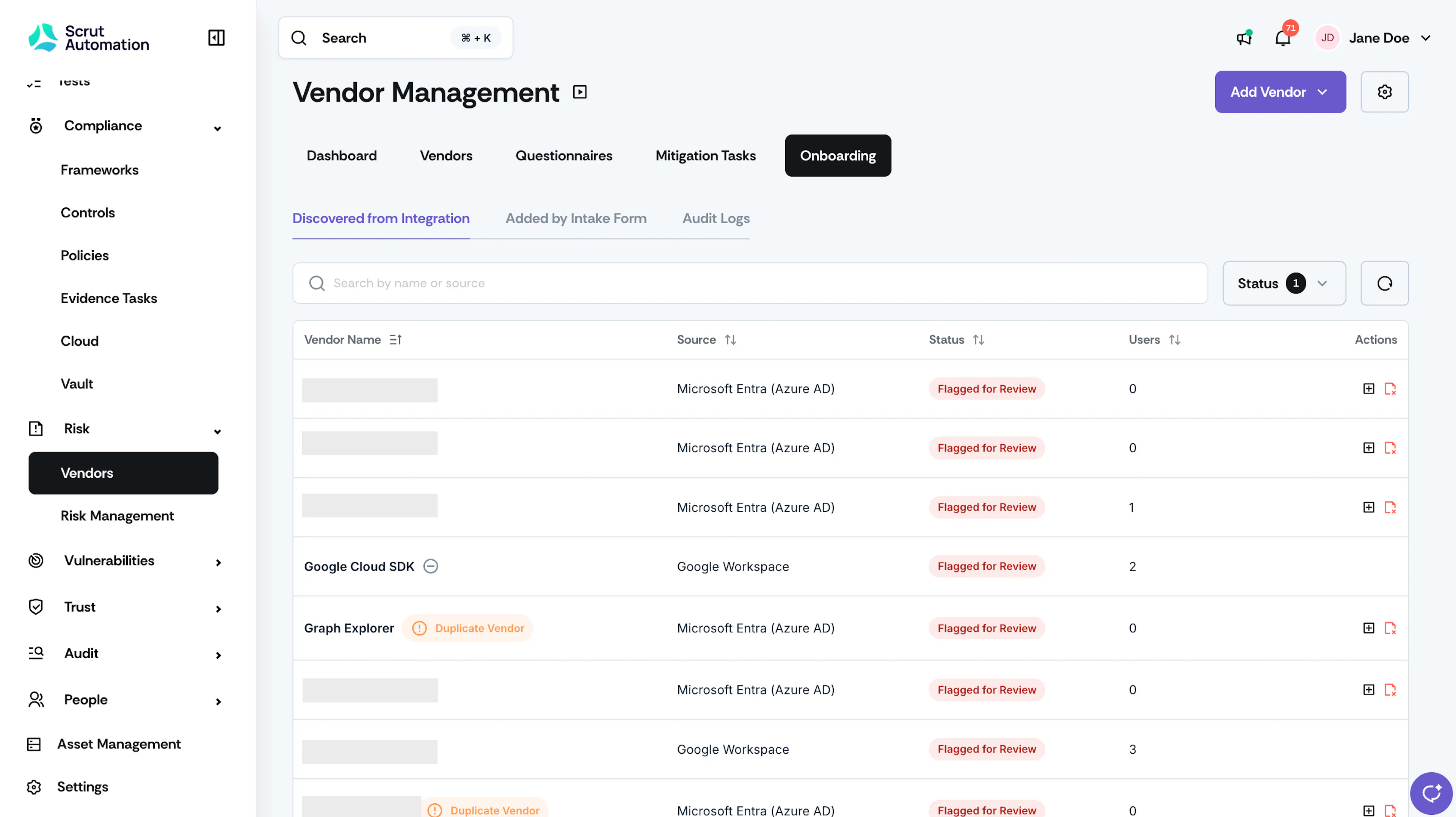 Vendor Flagged for Review