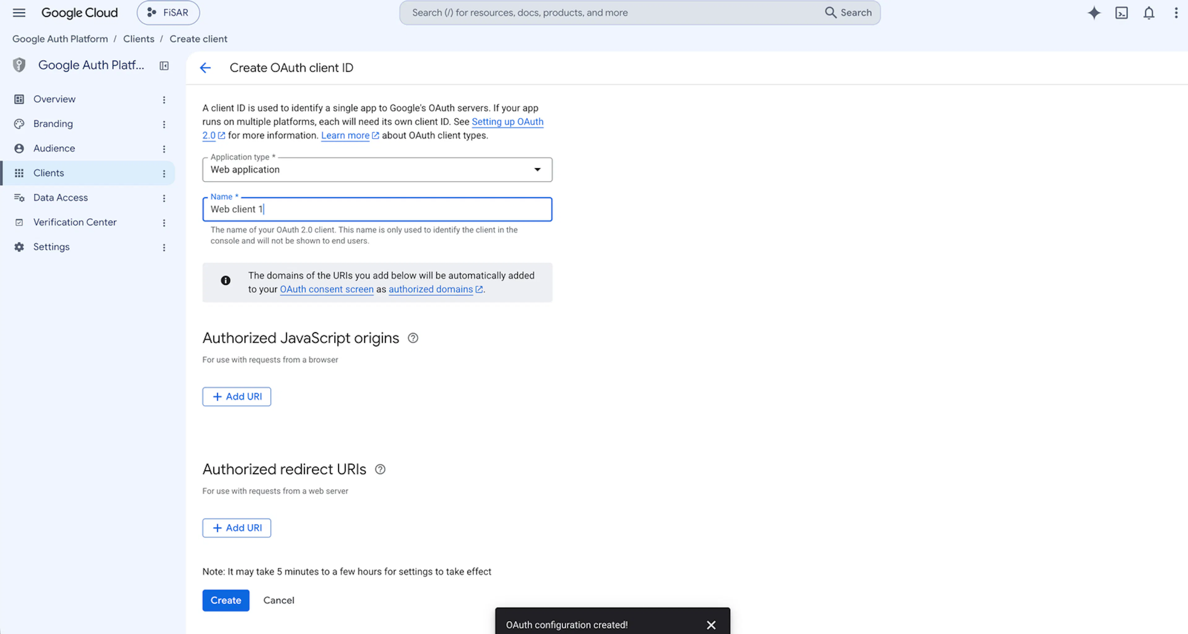 05 oauth client form