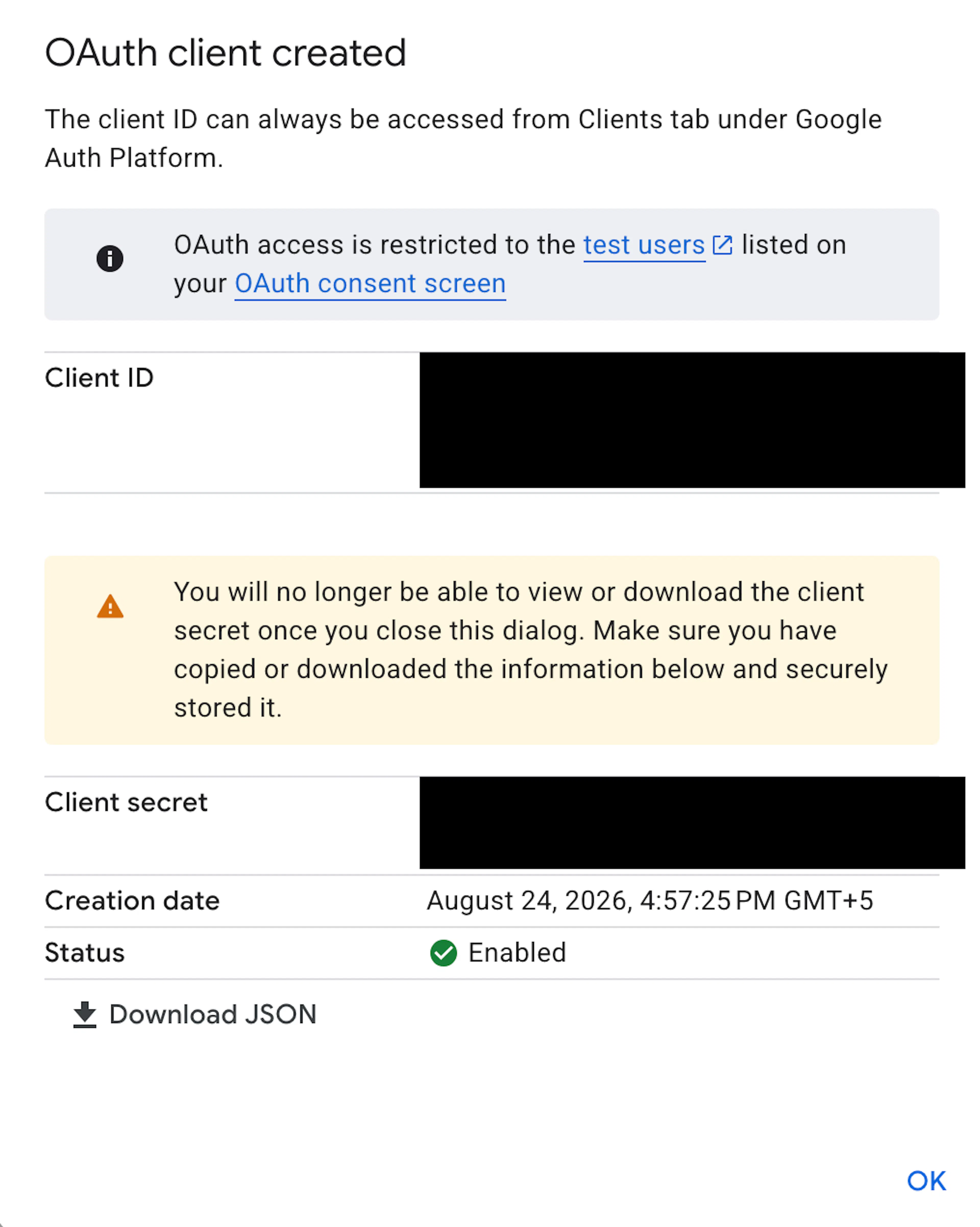 06 oauth client created