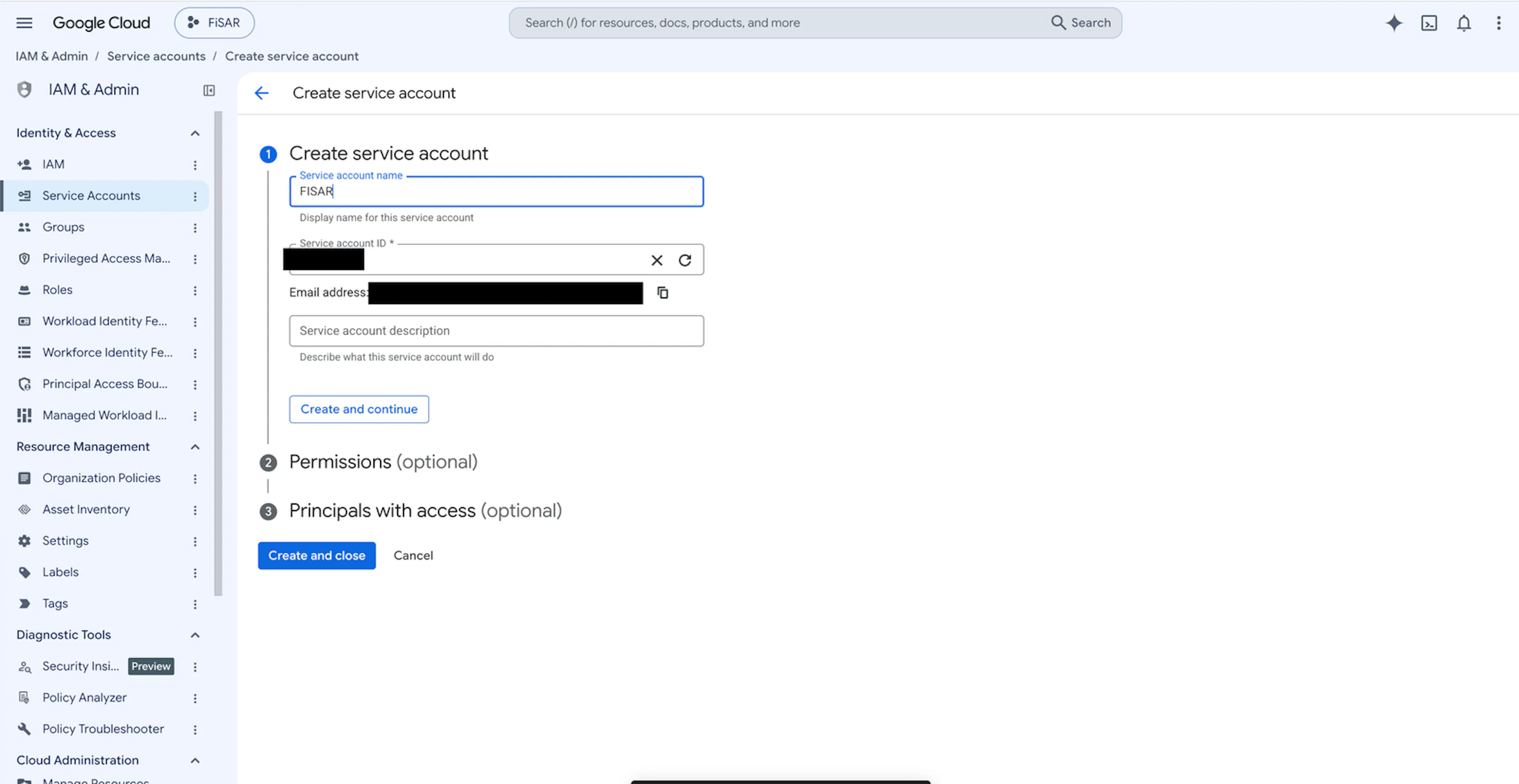 09 create service account