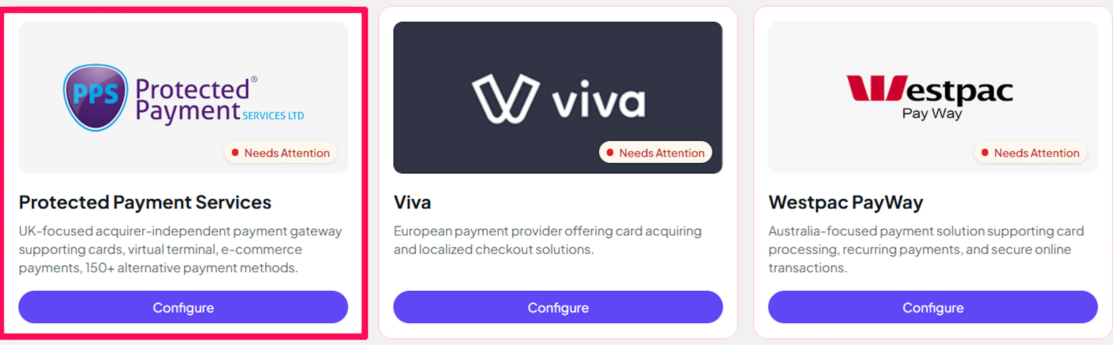 PayLexer dashboard Payment Gateways menu with PPS selected
