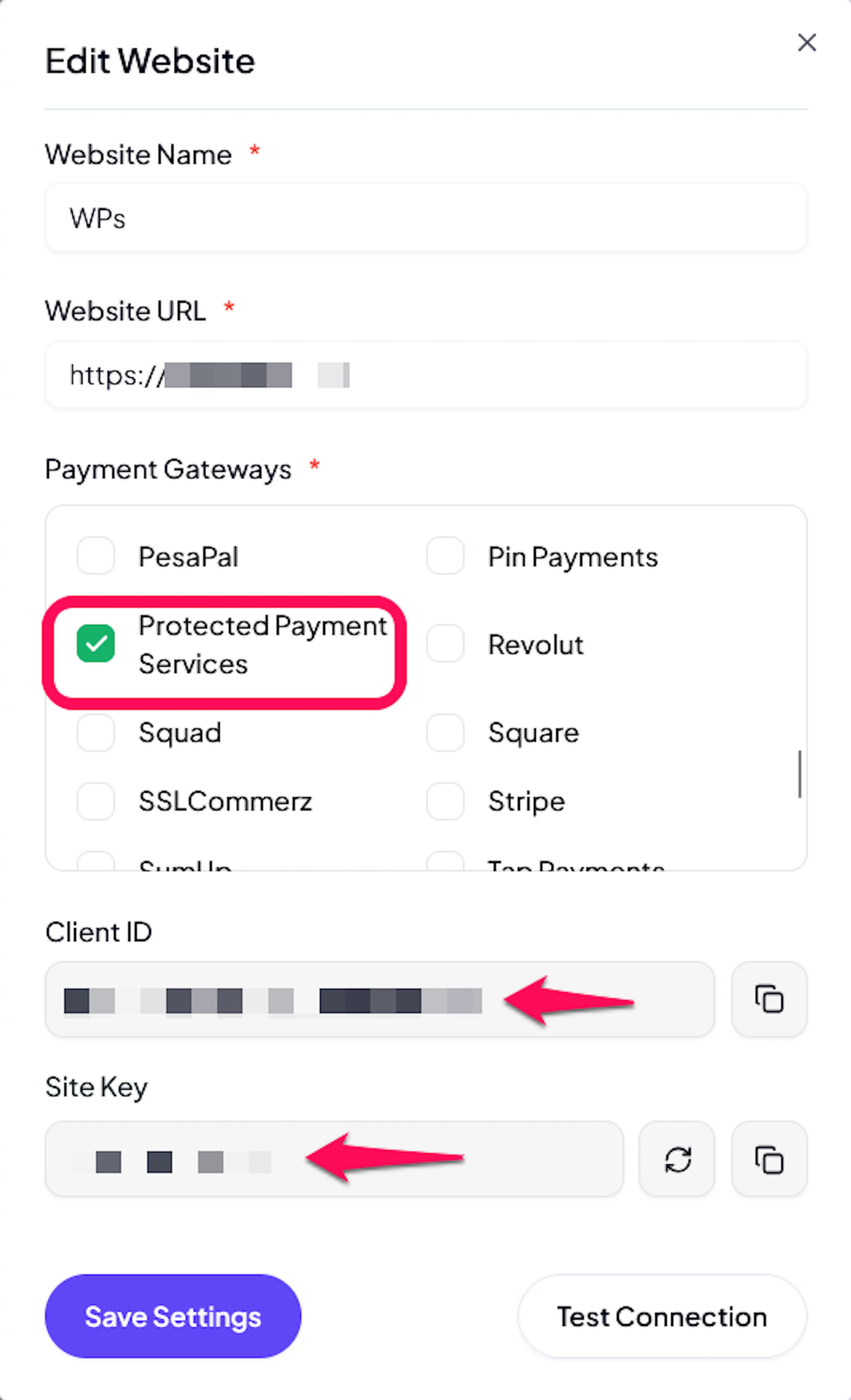 PayLexer website settings panel with the Enable PPS checkbox