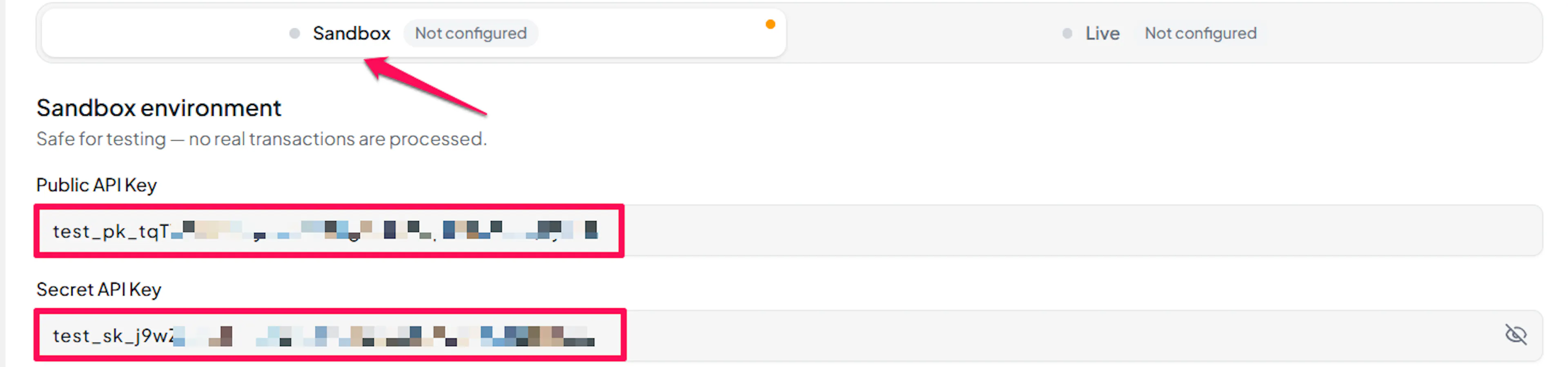 Chargily Pay Test credential fields in PayLexer