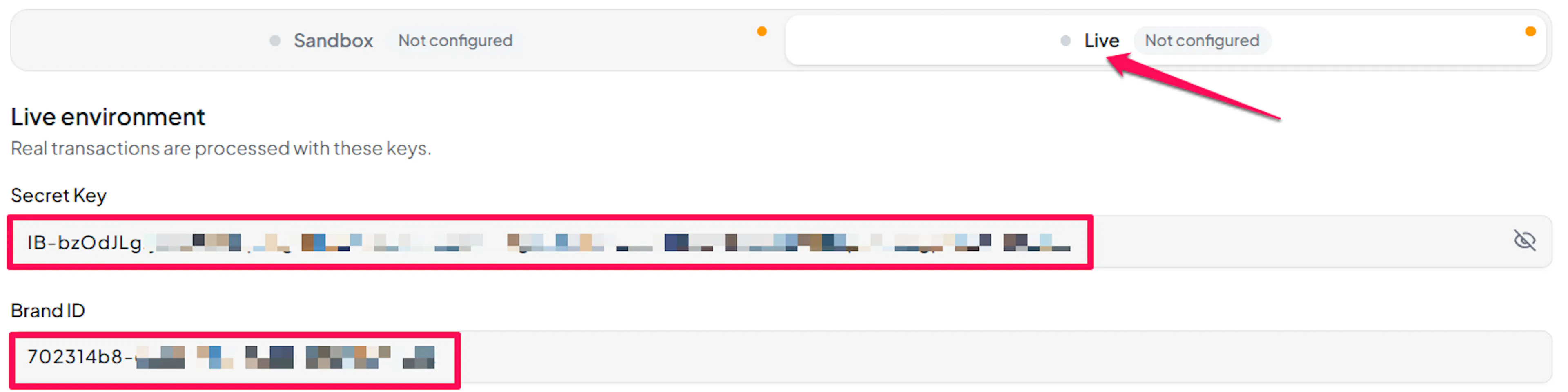 Klix by Citadele live Secret Key and Brand ID fields in PayLexer