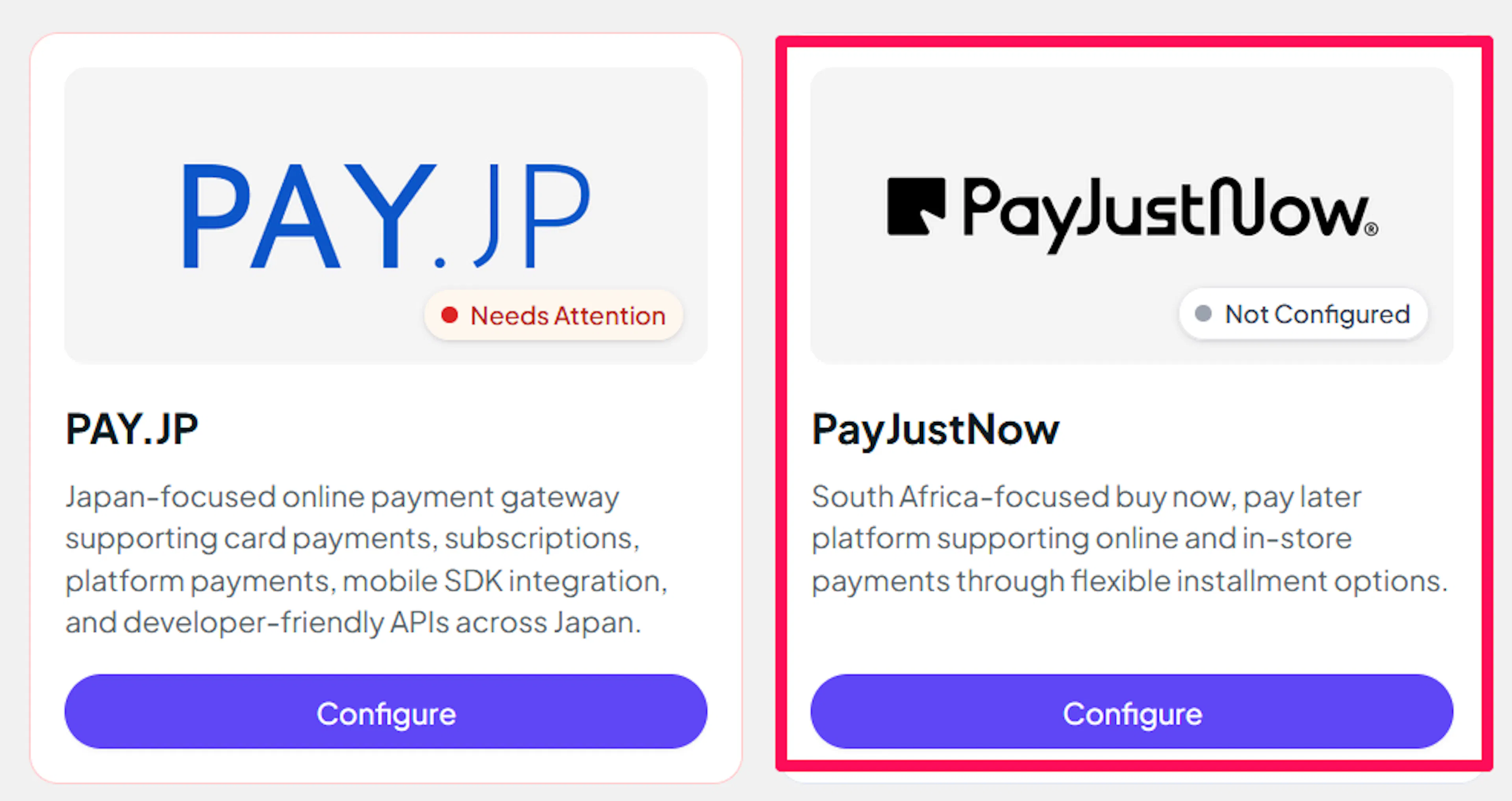 PayJustNow selected under Payment Gateways in the PayLexer dashboard