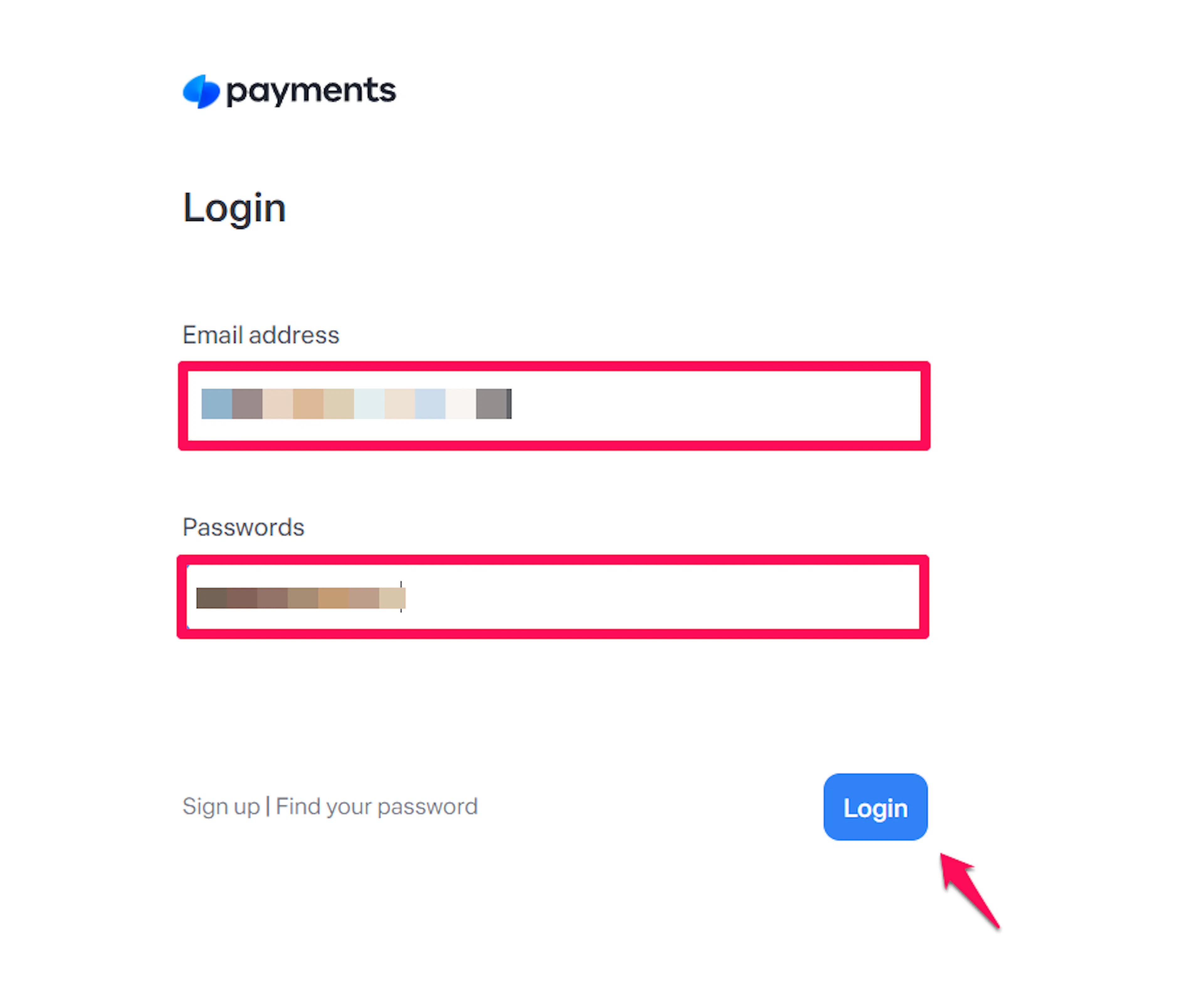 Toss Payments developer center login page
