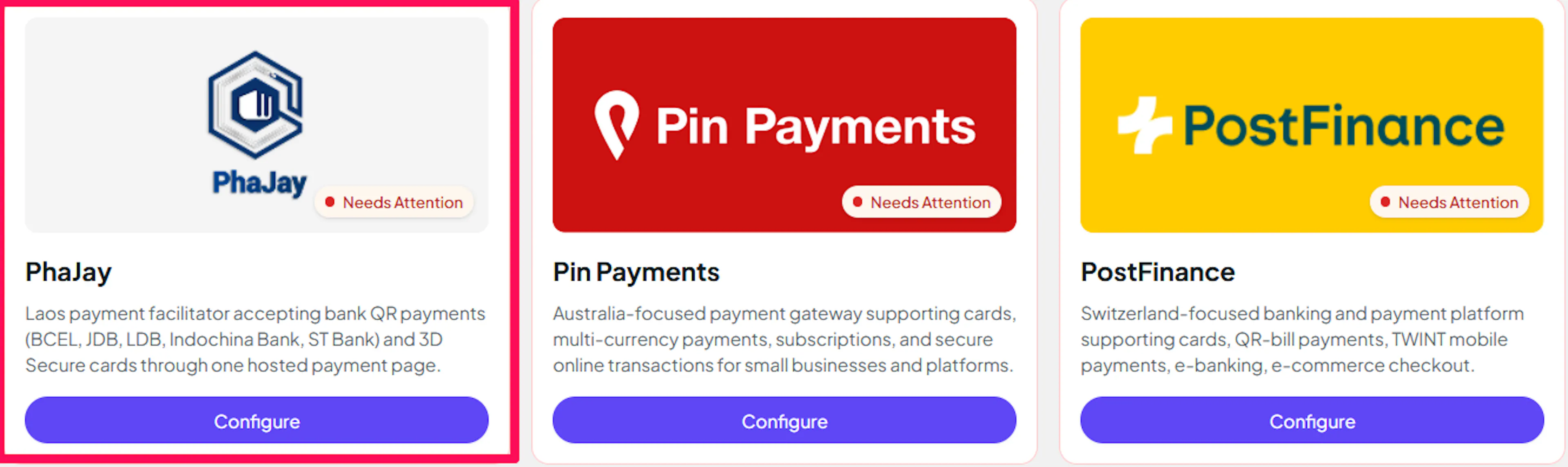 PhaJay listed under Payment Gateways in the PayLexer dashboard
