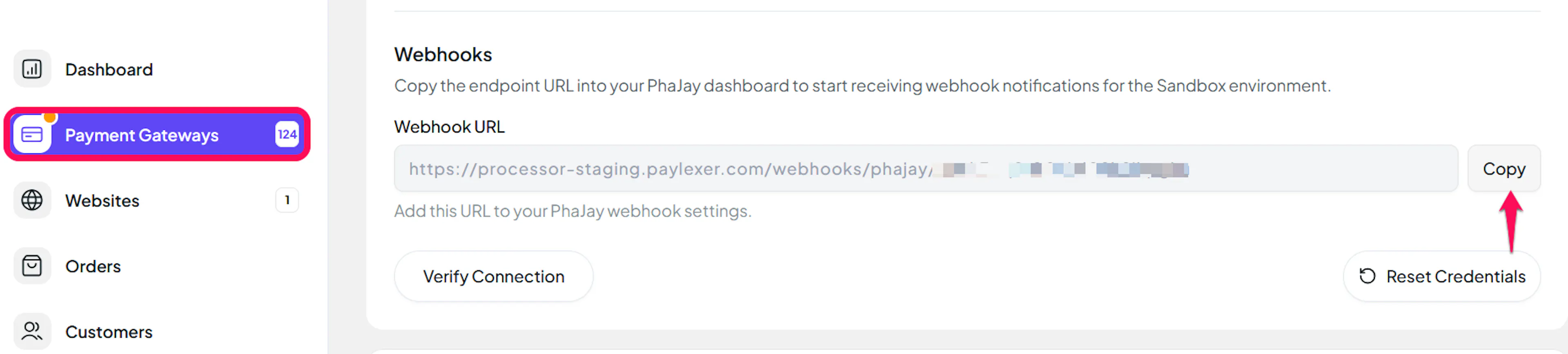 Read-only Webhook URL field in PayLexer
